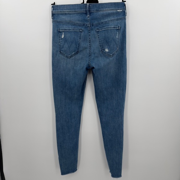 MOTHER The Stunner Ankle Fray Jeans Graffiti Girl Distressed Bleached Size 28‎ - Picture 8 of 9